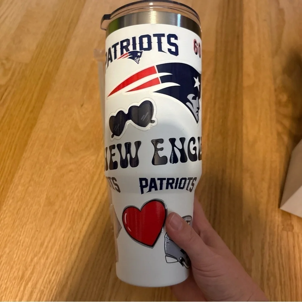 New England Patriots 40 oz Stainless Steel Themed Party Tumbler Cup NEW NFL